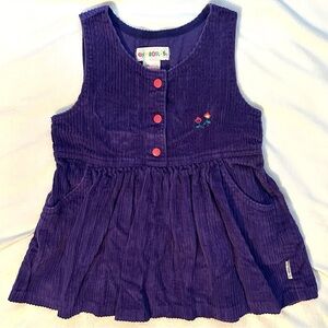 Vintage Gymboree Rainbow Tag Purple & Flower Corduroy Dress Jumper Baby 18-24M S